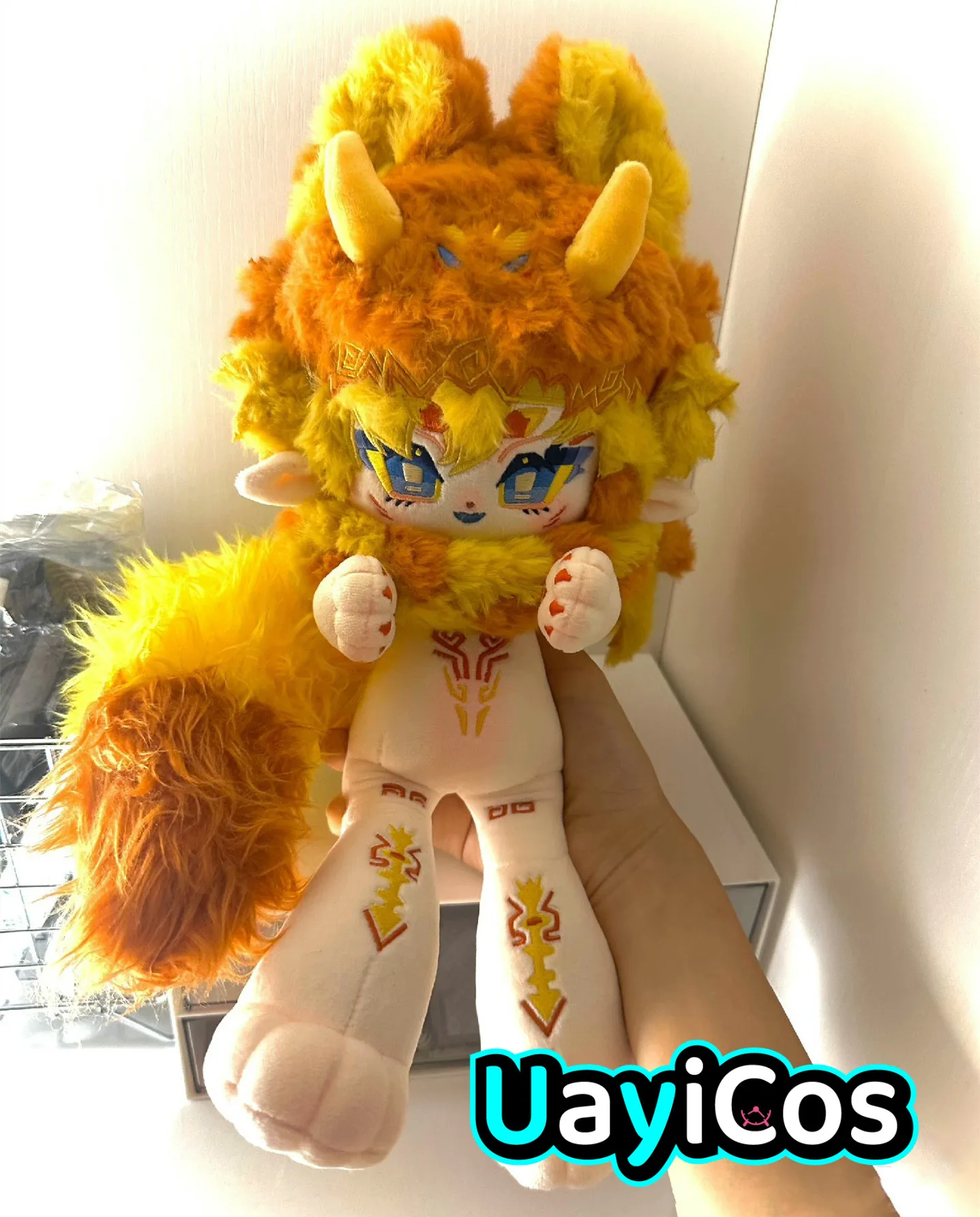 

Anime qi Yellow Hair Horn Tail Monster Stuffed 30cm Long Legs Plushie Plush Pillows Cotton Doll Body Anime Figure Toy Kids Gifts