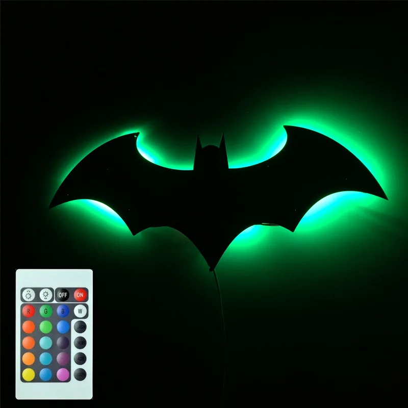 56cm Cool LED Night Light with Wireless Remote Control and Color Change Bat Wings Shape Bedside Light Atmosphere Logo Lamp