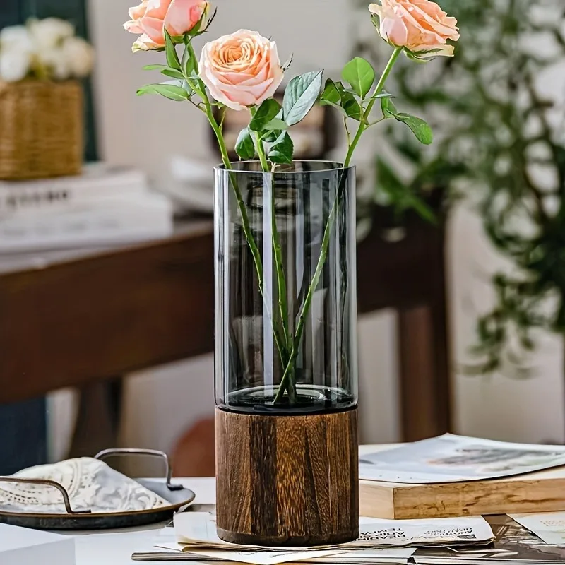 

Light Luxury Simple Retro Vase Decoration Creative Primary Color Glass Water Nourishing Vase Living Room Table Decoration