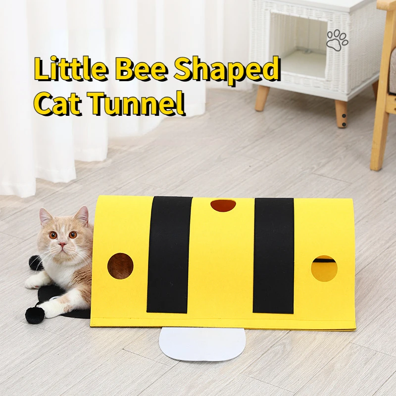 

Splicing Cat Tunnel Bee Shaped Wear-resistant Foldable Cat Toys Interactive Pet Products Kitten House Bed Exercising Supplies