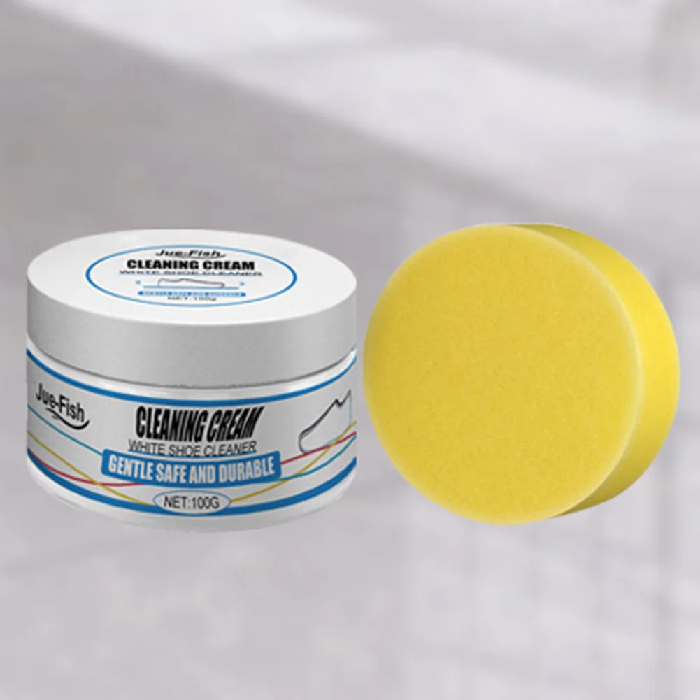 Multi-Functional Cleaning Cream Reusable Shoes Whitening Cleaning Cream with Wipe Sponge Stains Remover Deep Cleansing