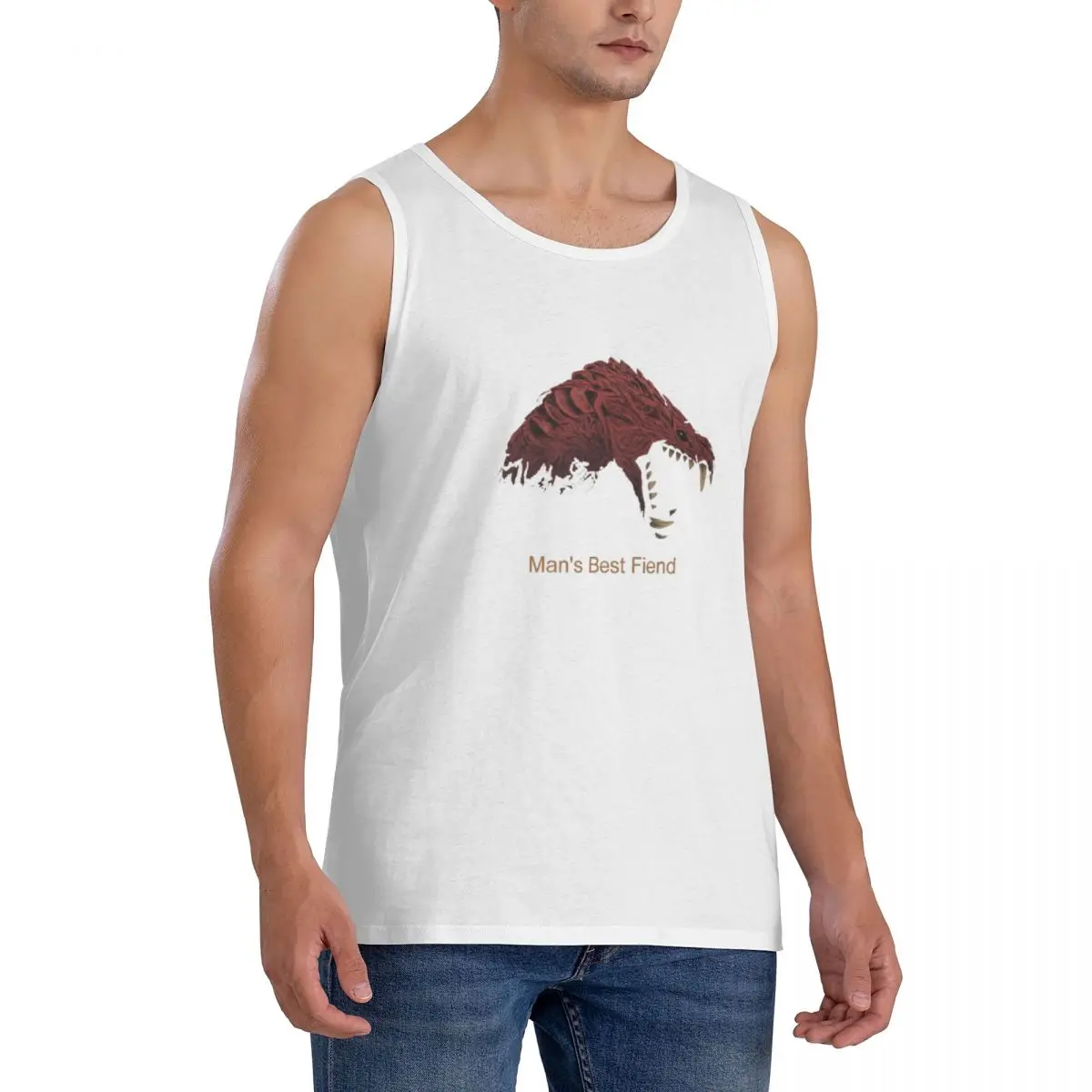 100% Cotton Odogaron Man's Best Fiend Sleeveless T-Shirt Men Workout Sports Clothing Tops Men's Crew Neck Vest