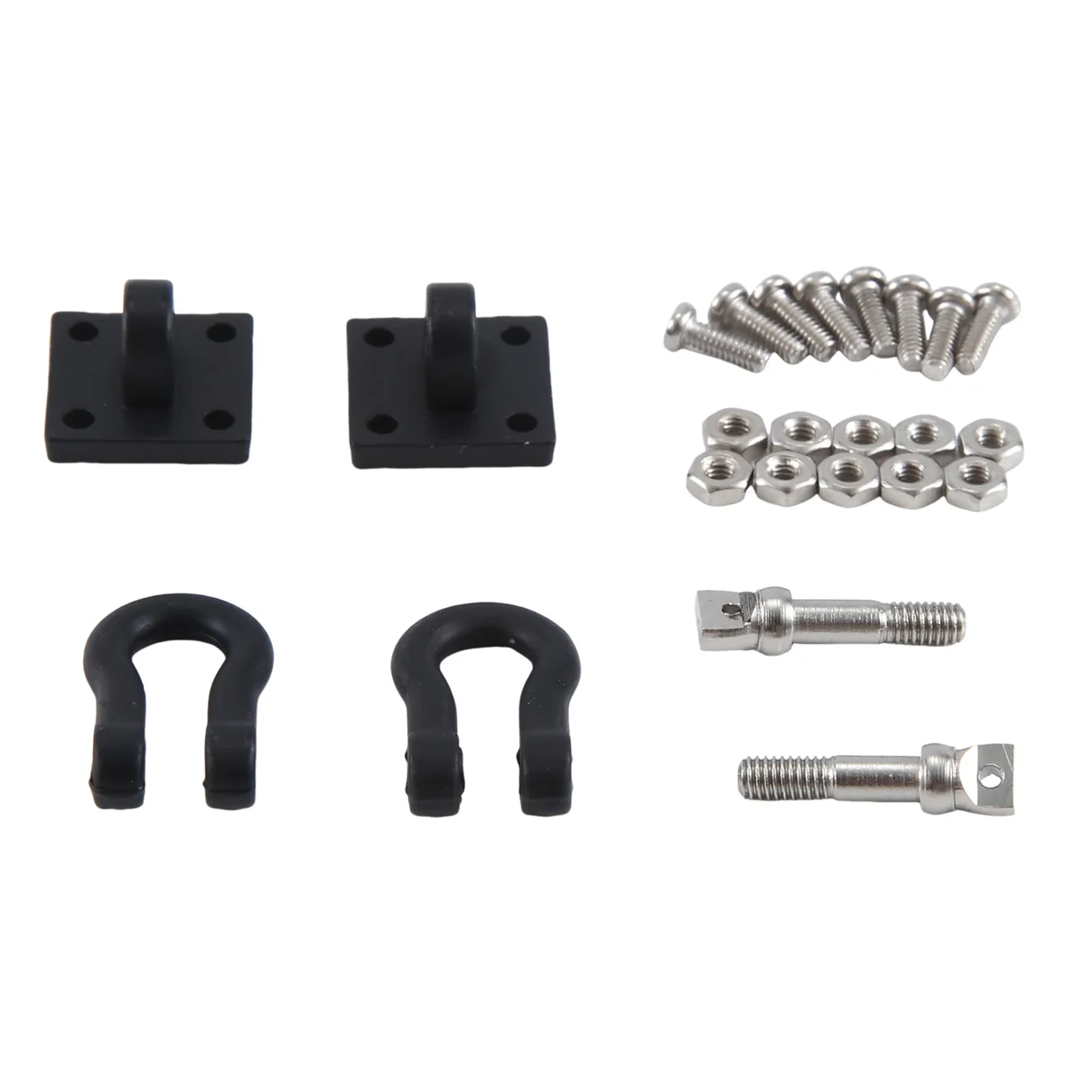 BAAA-2Pcs Trailer Towing Buckle Tow Hooks โลหะปีนเขา Trailer Shackles สําหรับ 1/10 RC รถบรรทุกรถปีนเขา (สีดํา)