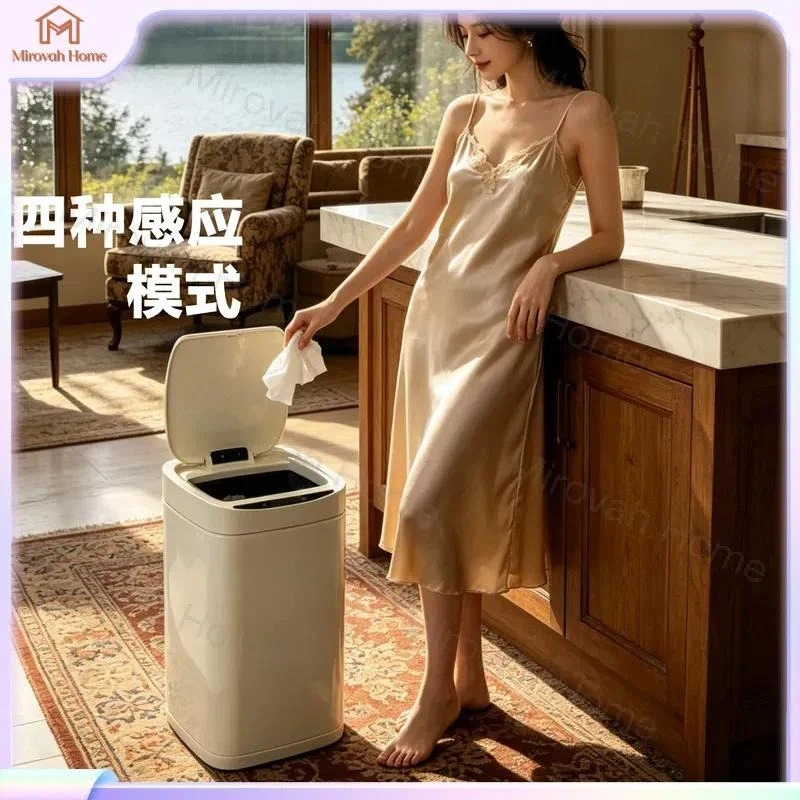 For Smart Trash Can Automatic Sensor Stainless Steel Waste Bin Touchless Garbage Can for Kitchen Bathroom Living Room Home