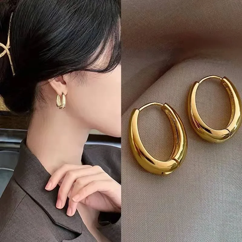 Vintage-Ohrringe aus glattem Metall für Damen, eleganter Luxus, neuer koreanischer Schmuck, temperamentvolle Ohrringe für den täglichen Gebrauch