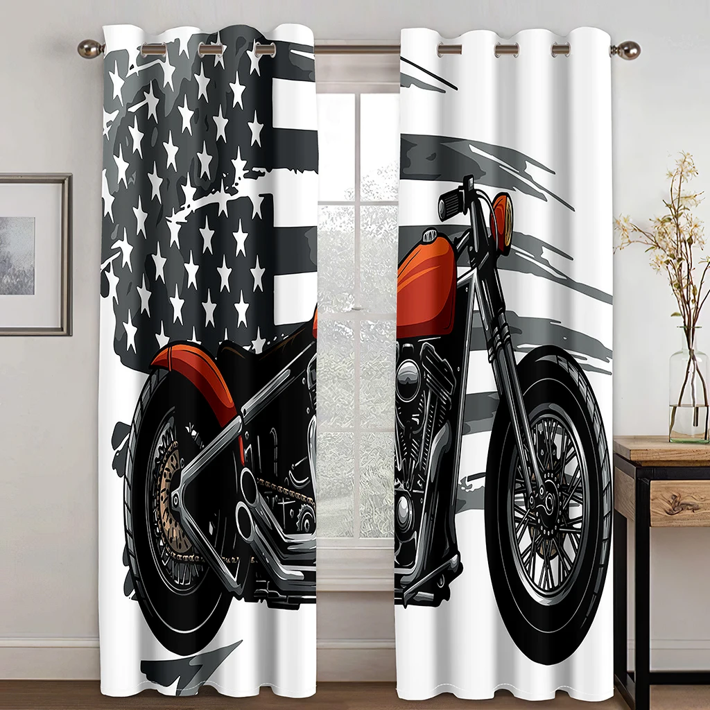 

Cool Motorcycle Skeleton motorcycle pattern 3D digital print curtain Living Room Balcony Bedroom Home personality decoration low