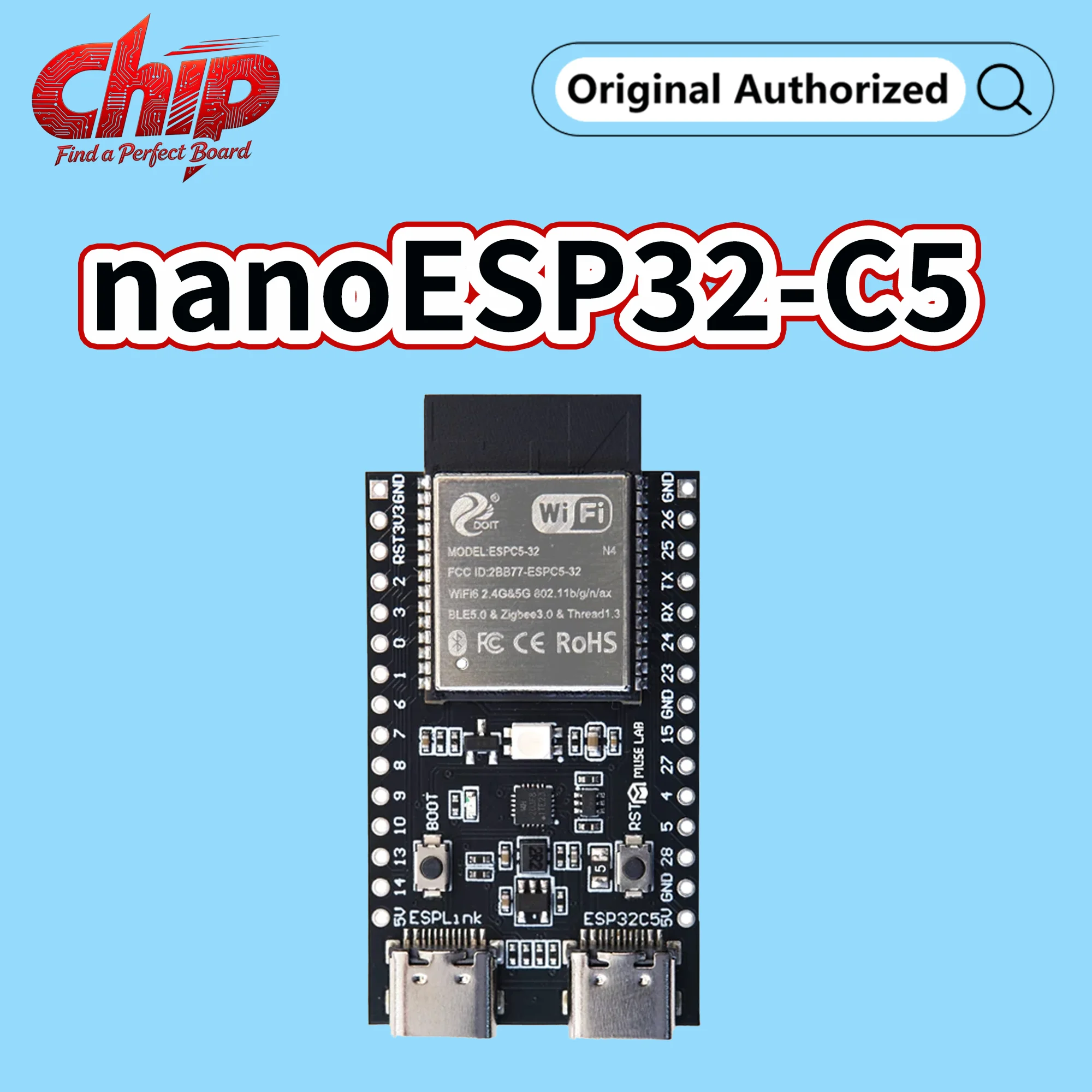 nanoESP32-C5 Development Board ESP32-C5 Minimum System Board ESP32 Core Board RISC-V Espressif IoT RISC-V 5G WiFi6