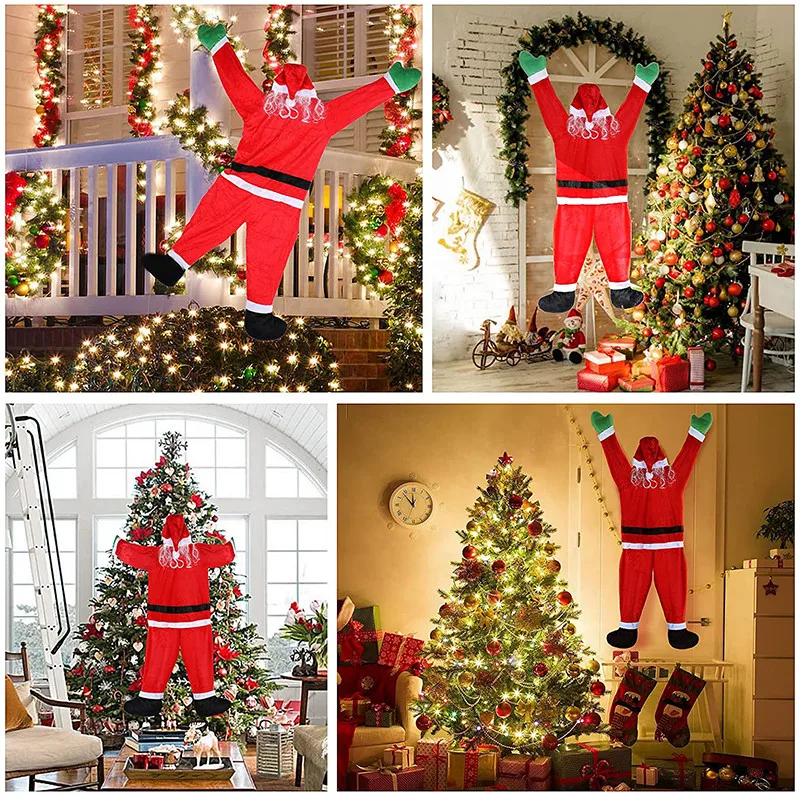 Christmas Santa Climbing Wall Decoration Xmas Indoor Outdoor Home Garden Family Prop Lawn Decoration Soft And Skin Friendly