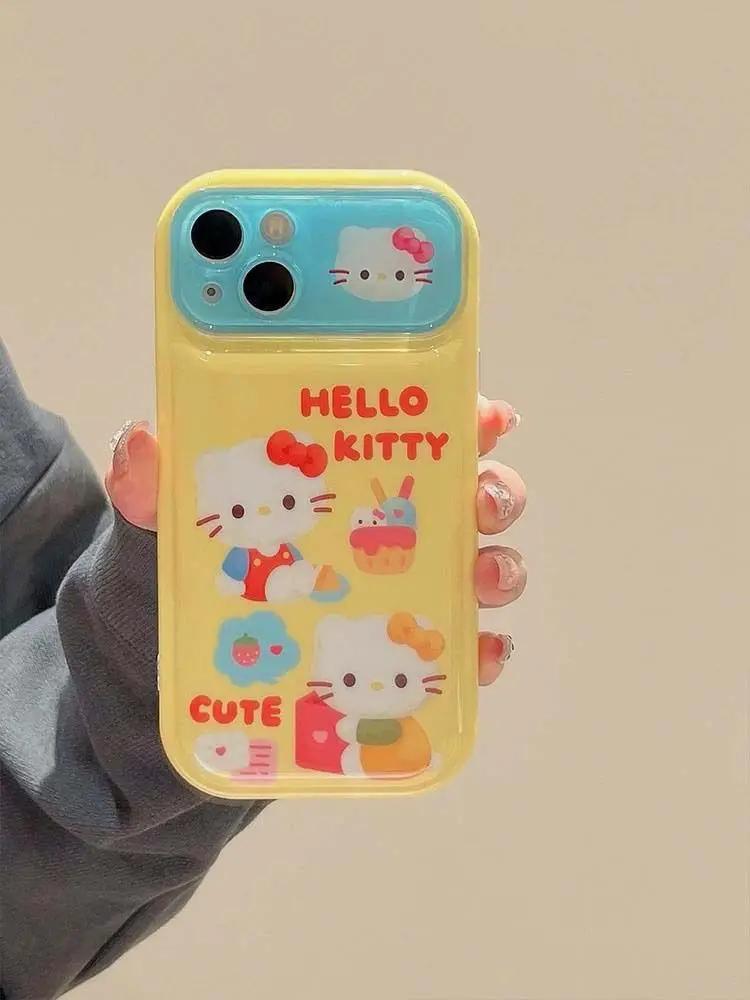 Sanrio Hello Kitty Custard ilustracja etui na telefon iPhone 15 14 13 Pro Max 11 12 13 Pro XR XS MAX Cute Cartoon Soft Case Y2K