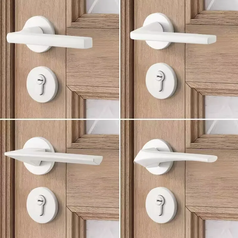 

White Bedroom Door Lock, Silent Split Lock, Household Wooden Door Handle Lock