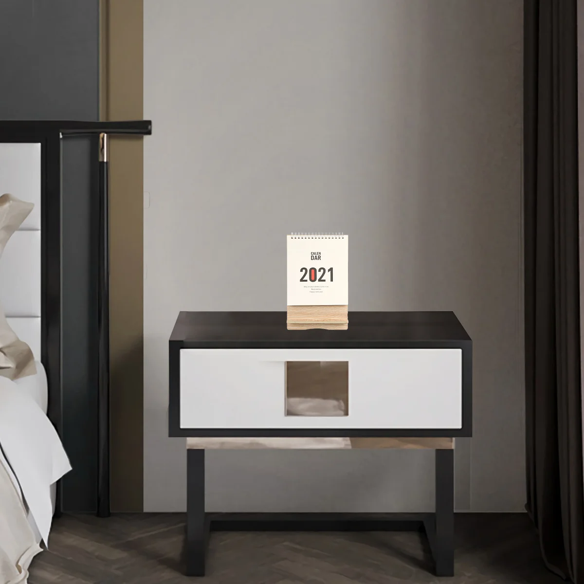 나무 스탠드 달력 2021 미니 테이블 데스크탑 플래너 두꺼운 보드 부드러운 종이 전화 홀더 다기능 사무실 장식