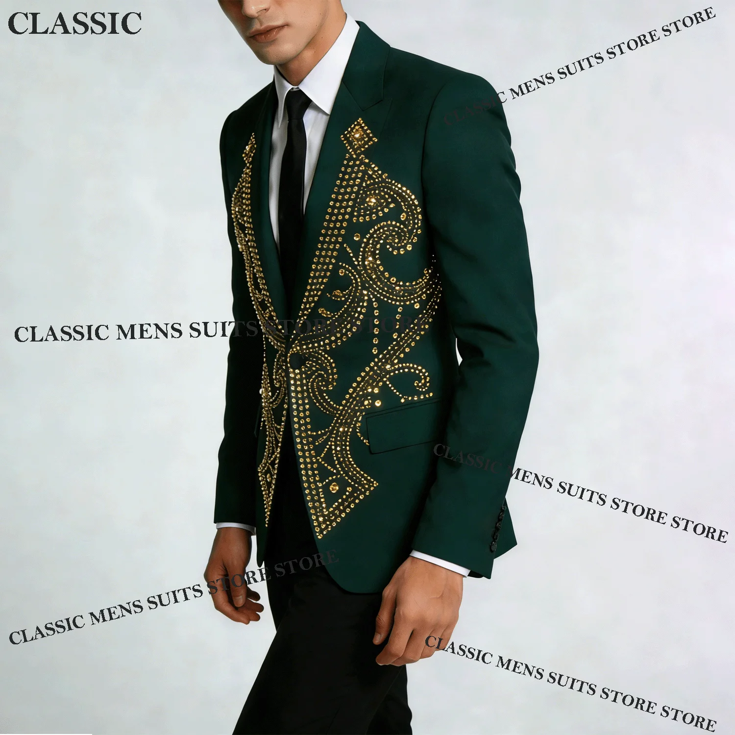 

Модные смокинги, мужские костюмы, блестящие украшения с бриллиантами, остроконечные индивидуальные лацканы для жениха, комплект из 2 предметов, свадебные мужские пиджаки для выпускного вечера, костюмы