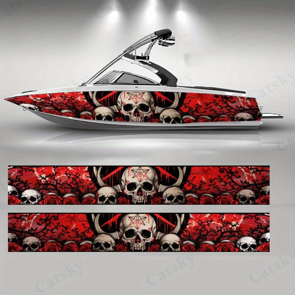 Blood Dripping Skulls  Boat sticker vinyl ship pontoon deck Boat fishing decorative pontoon boats decal