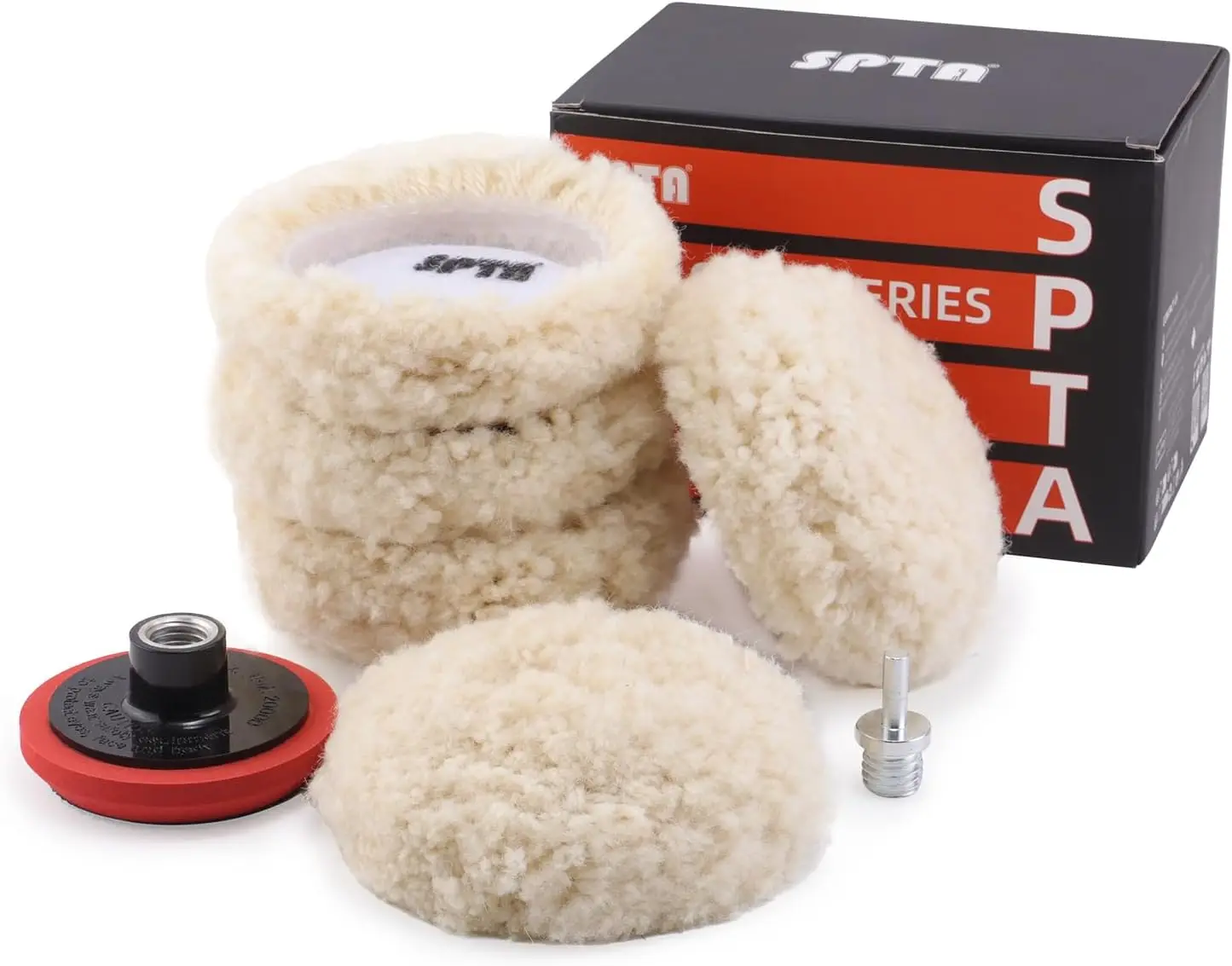 

Wool Polishing Pad, 5Pcs 3'(75mm) 100% Natural Wool Buffing Pad with 1Pc Hook&Loop Backing Pad, 1Pc Extension Shank for Drill