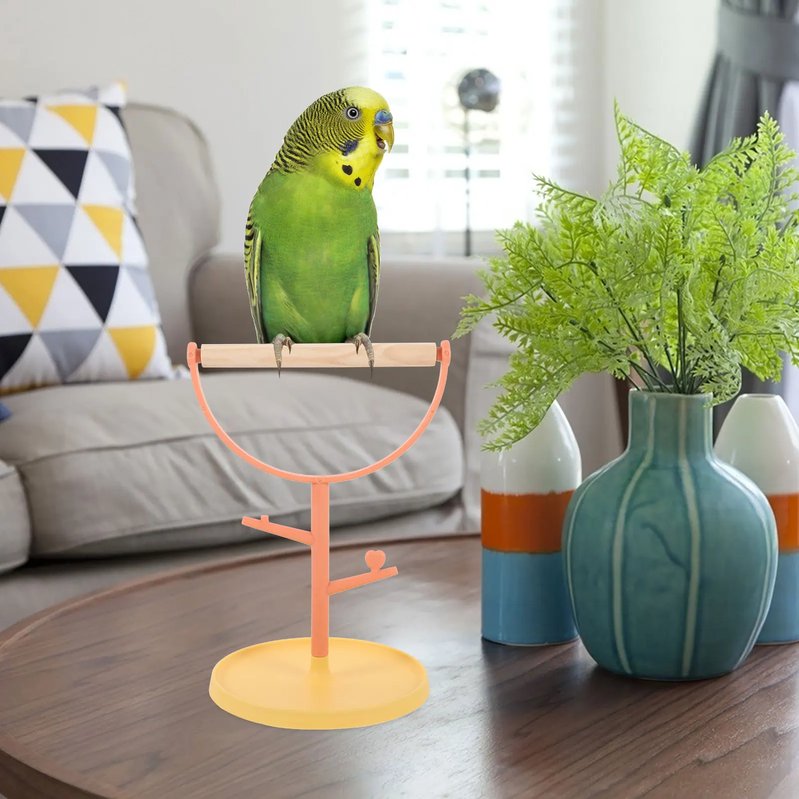 

Bird Training Desktop Parrot Toy Stand Sturdy Plastic Wood Safe Desk Floor Cage Parakeet Toy Decorative Birdcage