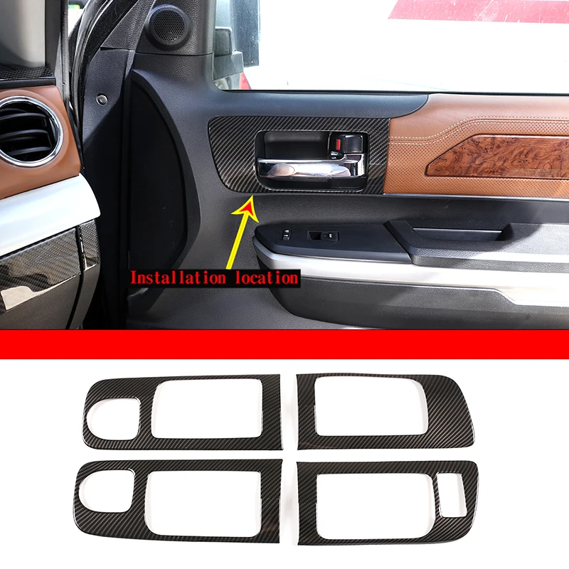 For Toyota Tundra 2014- 2021 Car Interior ABS Carbon Fiber Inner Door Handle Frame Decoration Sticker Modification Accessories