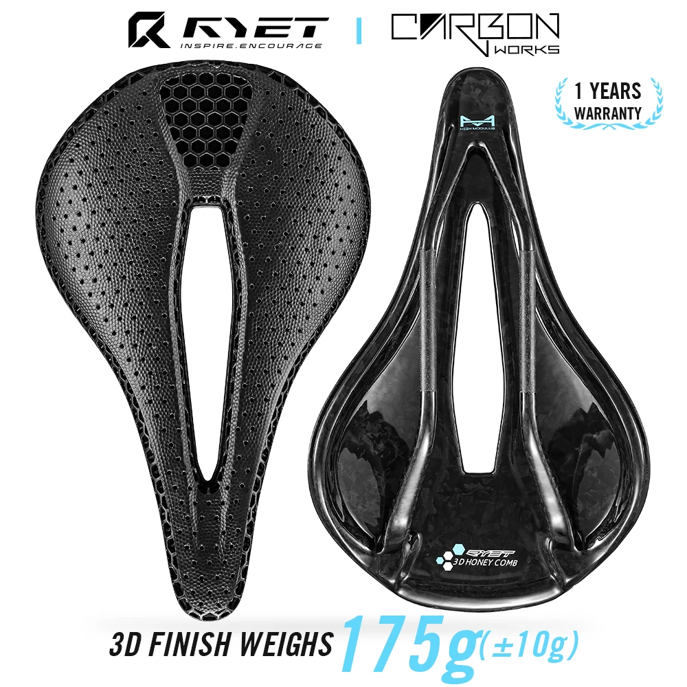 RYET Carbon 3D Printed Saddle 145MM 130g 7*9 Bike Seating For Men Women Triathlon Road MTB Mountain Gravel Cycling Parts