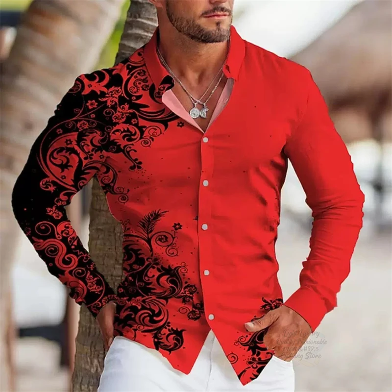 Herrenhemden Hochwertige Langarm-Anzughemden, Outdoor-Street-Trend-Anzughemden mit Reversknöpfen, Modedesigner-Stil XS-6XL