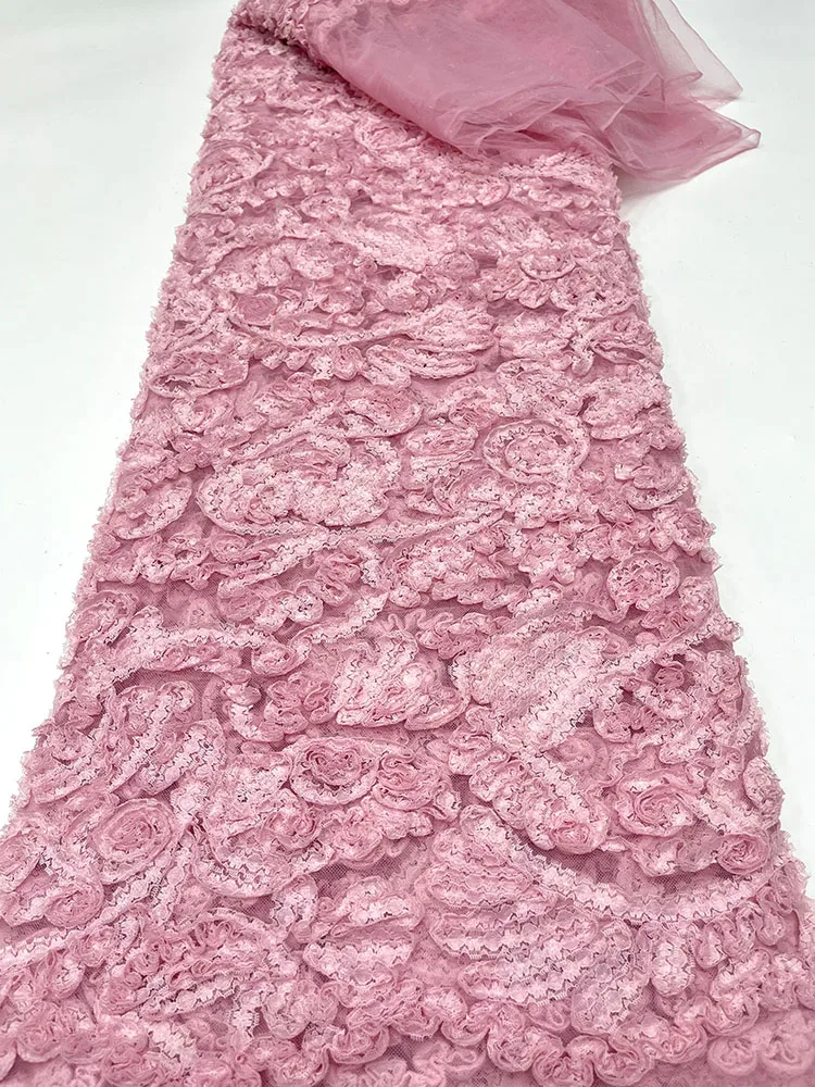 

Розовая кружевная ткань с вышивкой, винтажный цветочный узор, ажурная, ручной работы, для сценических костюмов, индивидуальный дизайн с растительными мотивами