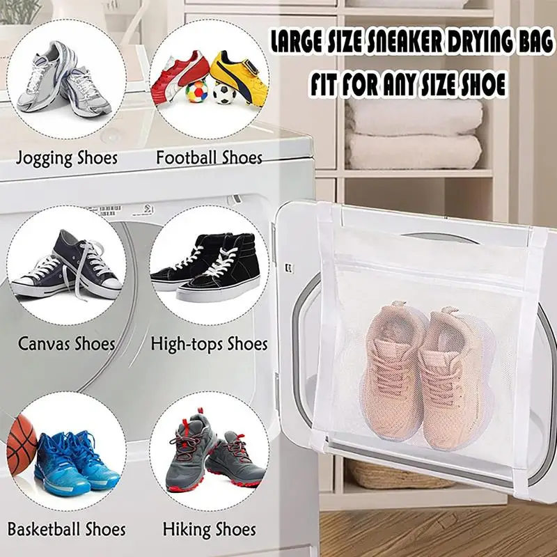 Shoe Drying Mesh Bag Washable Reusable Clothing Sneakers Running Shoes Cleaning Protective Bag Wall-mounted Self-adhesive