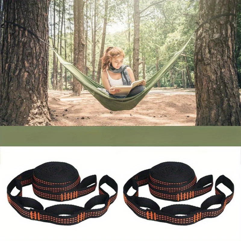 2pcs Hammock Straps, Special Reinforced Polyester Straps, 5 Ring High Load-Bearing Barbed Hammock Straps For Outdoor Camping