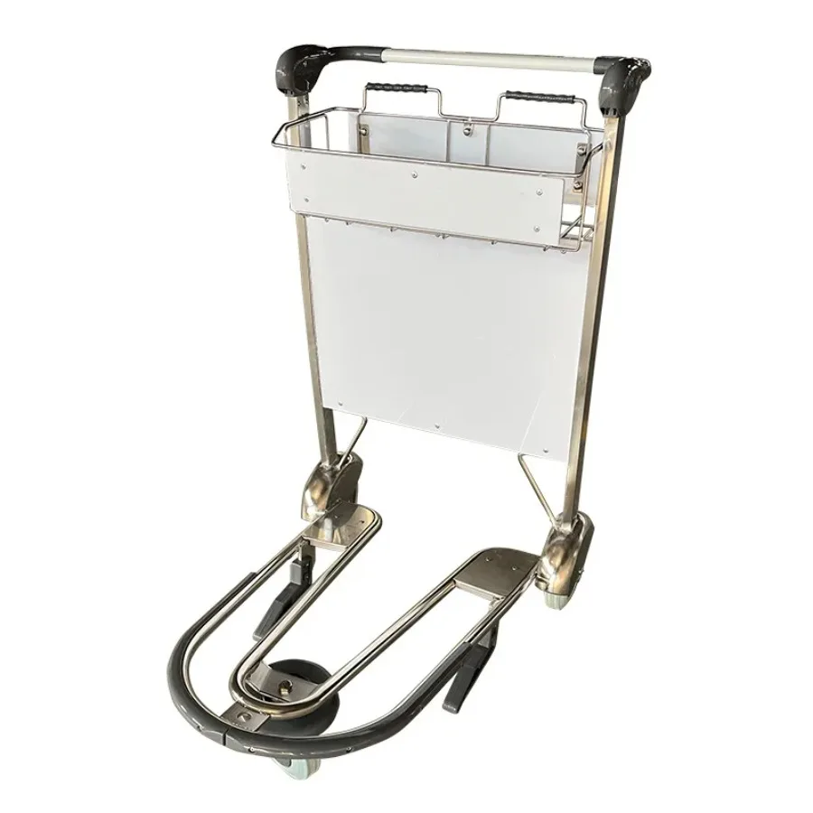 MJ-AAT04-1 supply stainless steel airport luggage cart, stainless steel luggage cart airport trolley