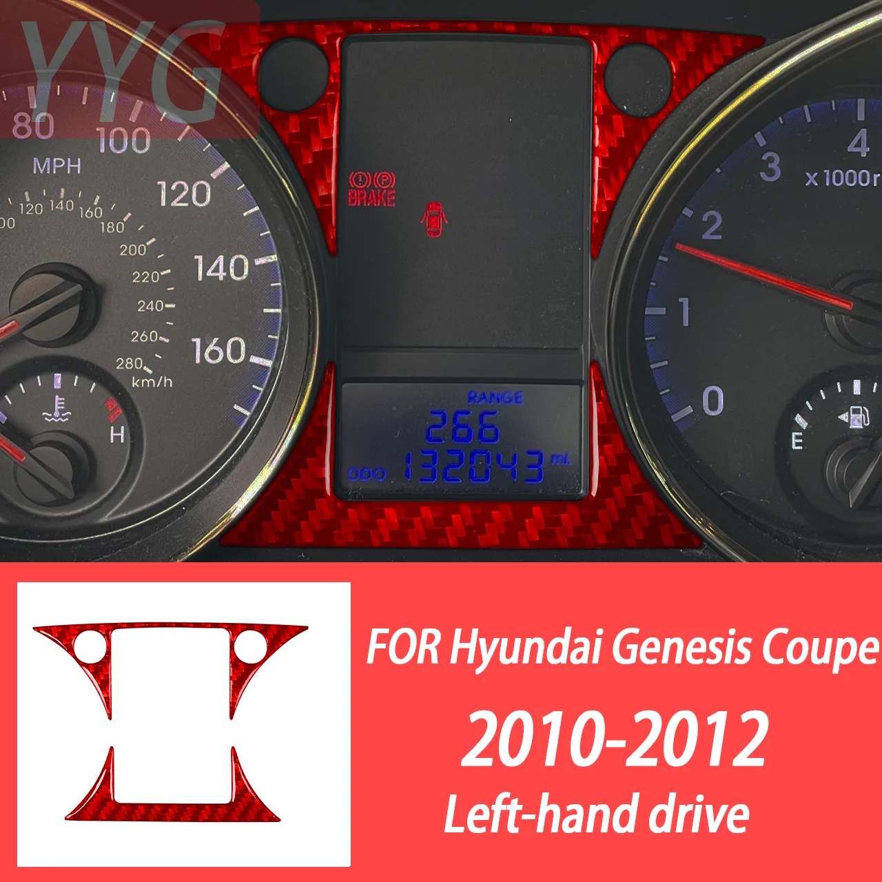 

Для Hyundai Genesis Coupe 2010-2012: наклейки на рамку панели приборов из карбона, аксессуары для интерьера автомобиля