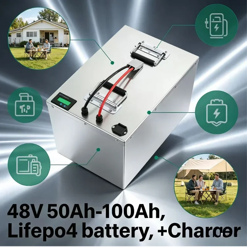 48V LiFePO4 Battery 50Ah-100Ah | Ryobi RM480e RM300e ZT480ex 300MV Zero Turn Mower Battery, Deep Cycle Lithium Battery Pack for