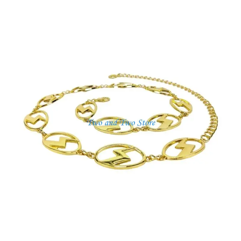 HX6F All Matching Lightnings Waist Chain for Women Waist Chain Belt Belly Chain Aesthetic Body Chain Evening Dress Waist Chain