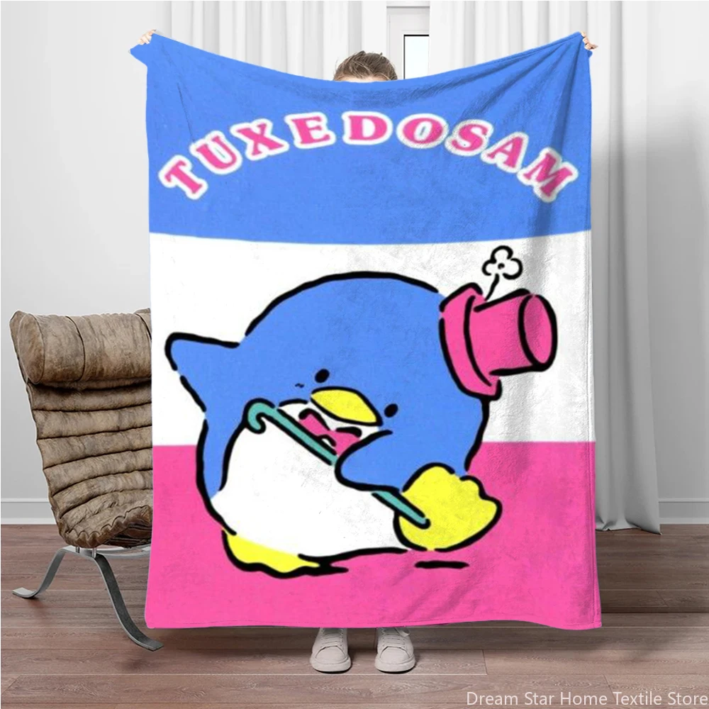 Sanrio Tuxedo Sam Penguin Printed Kawaii Blanket for Home Travel Soft and Comfortable for Adults and Children Cartoon Warm Gift