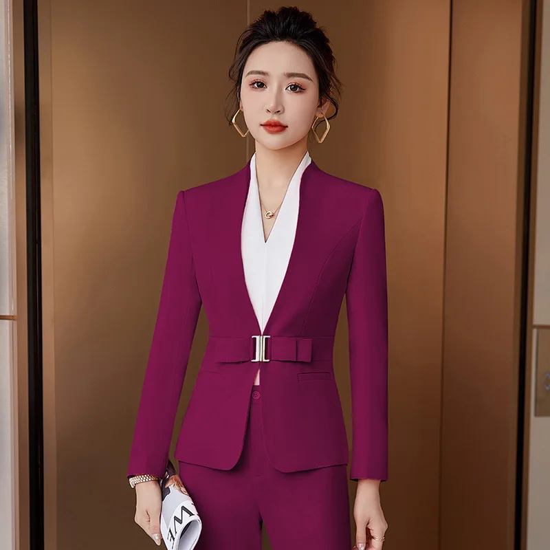 Formal Office Skirt Suit For Womens Spring Blazers Skirt Set Long Sleeve Uniform Elegant Feminino Business Formal Work Suit