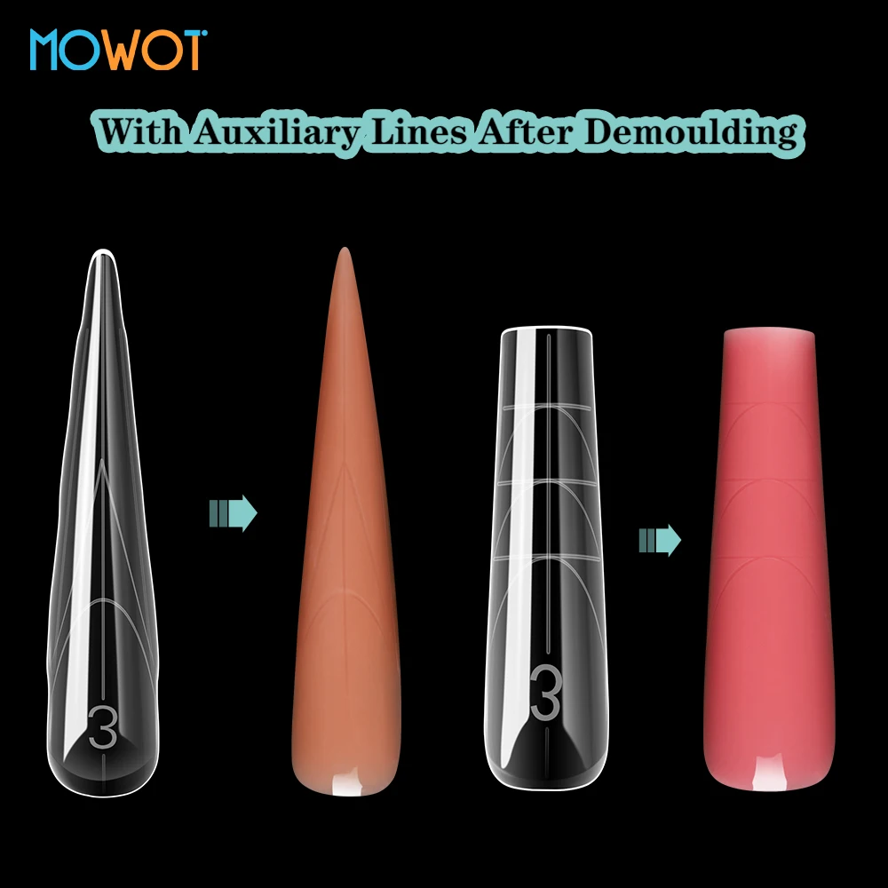 MOWOT 150 Uds. Formas de uñas duales de mariposa extensión de uñas acrílicas formas superiores para Gel de uñas de poli moldes de Gel UV de construcción rápida reutilizables