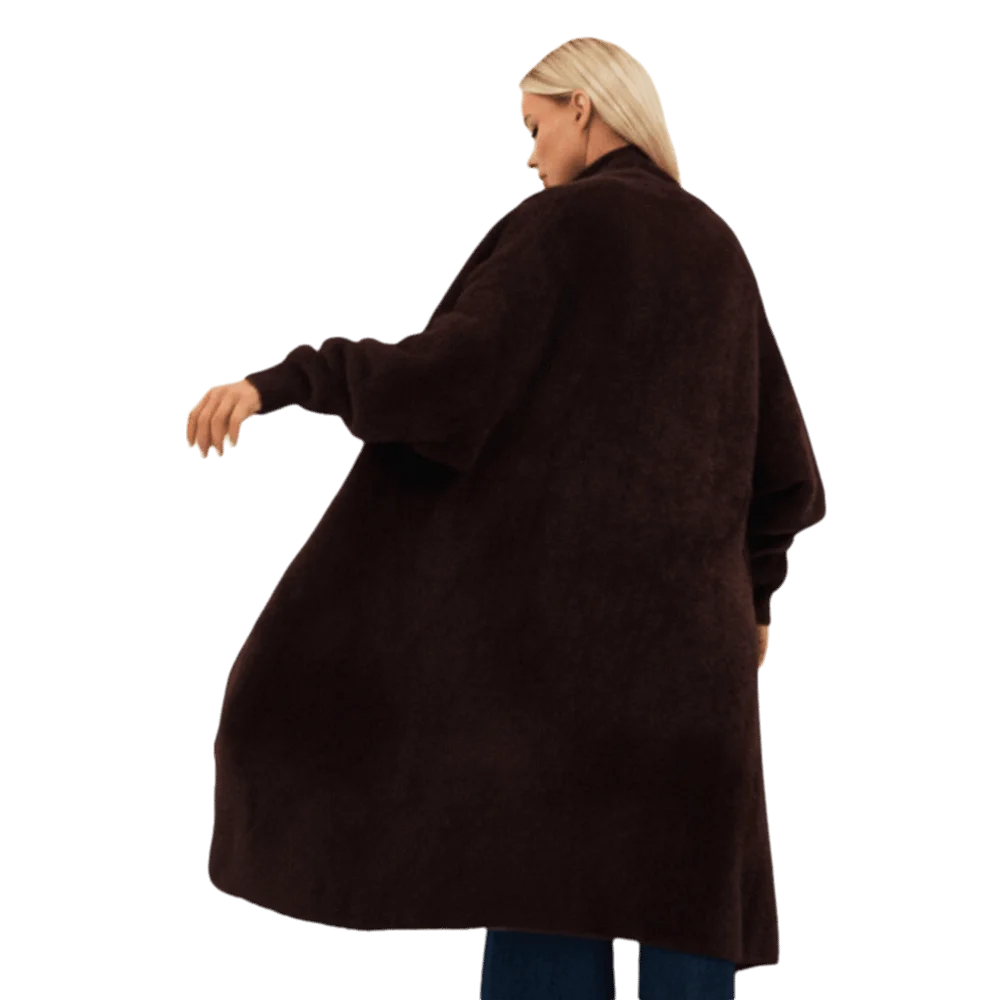 New Polyester Women Long Cardigan Fuzzy Open Front Fuzzy Cardigan Warm Loose Fit Open Front Coat Streetwear