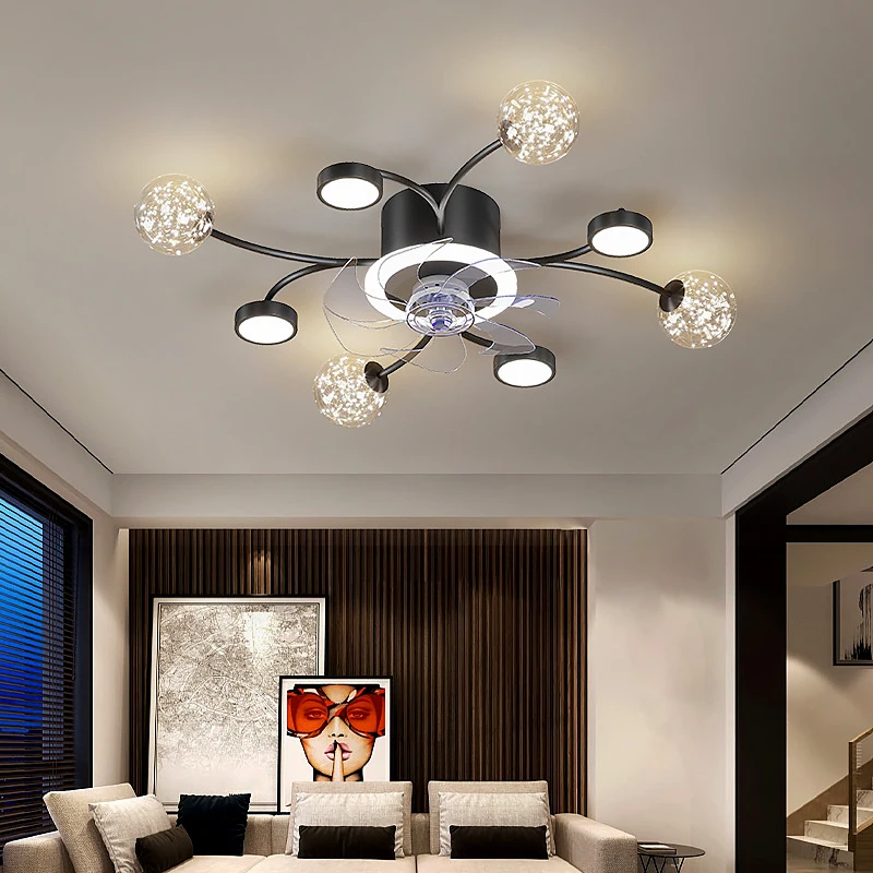 

Modern luxury living room decoration bedroom led ceiling fan with light remote control dining room ceiling fan indoor lighting