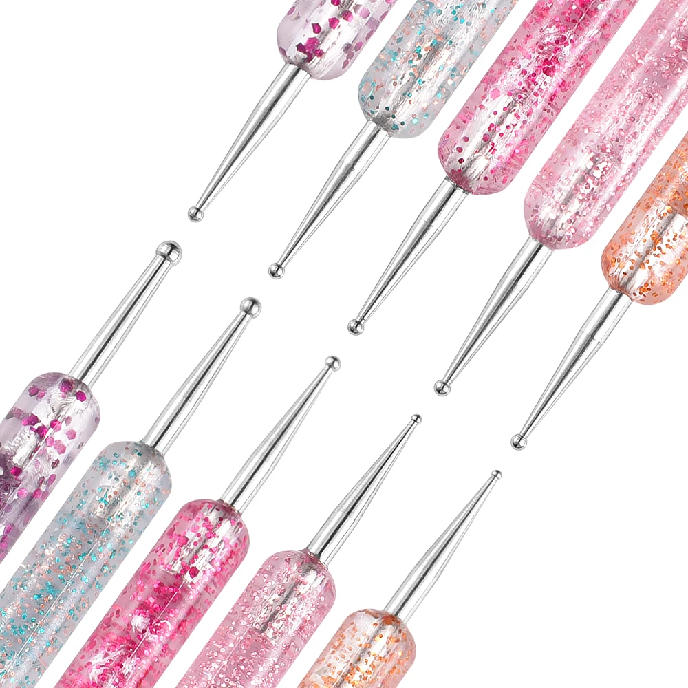 5Pcs/Set Double-Ended Nail Art Dotting Pen Drawing Painting Rhinestones Gems Pens Carving Nail Art Brush DIY Gel Manicure Tools