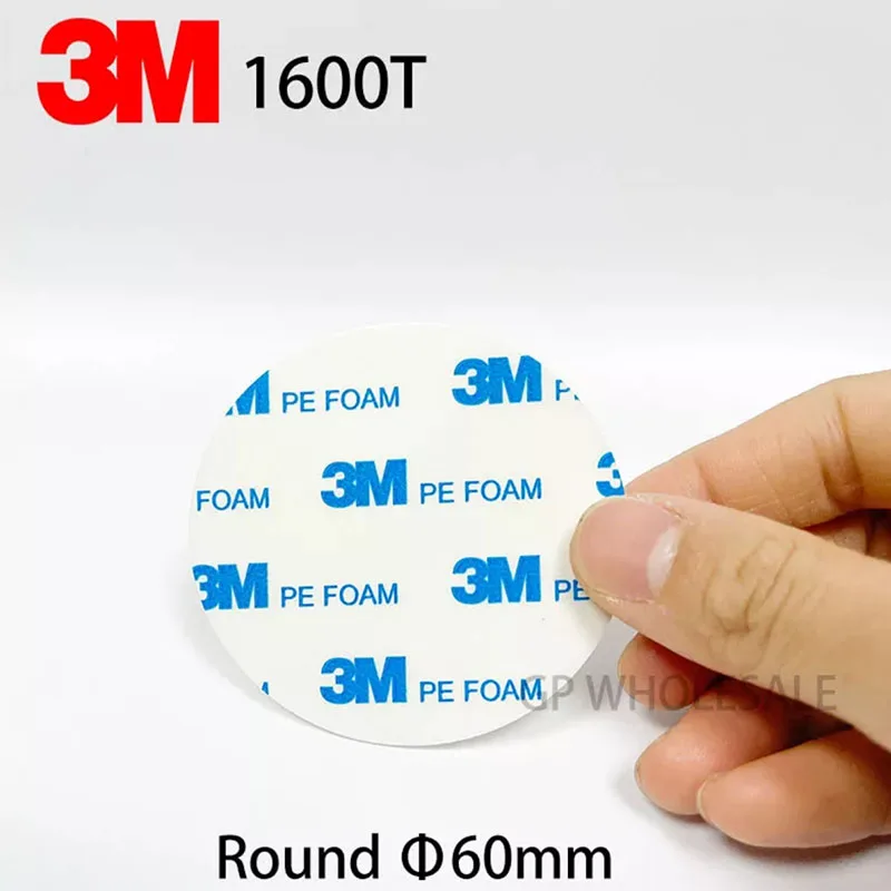 

10pcs/lot 3M 1600T Round 60mm Diameter 1mm Thick Double Sided Circle PE Foam WHITE PAD Self Adhesive Sticker Tape