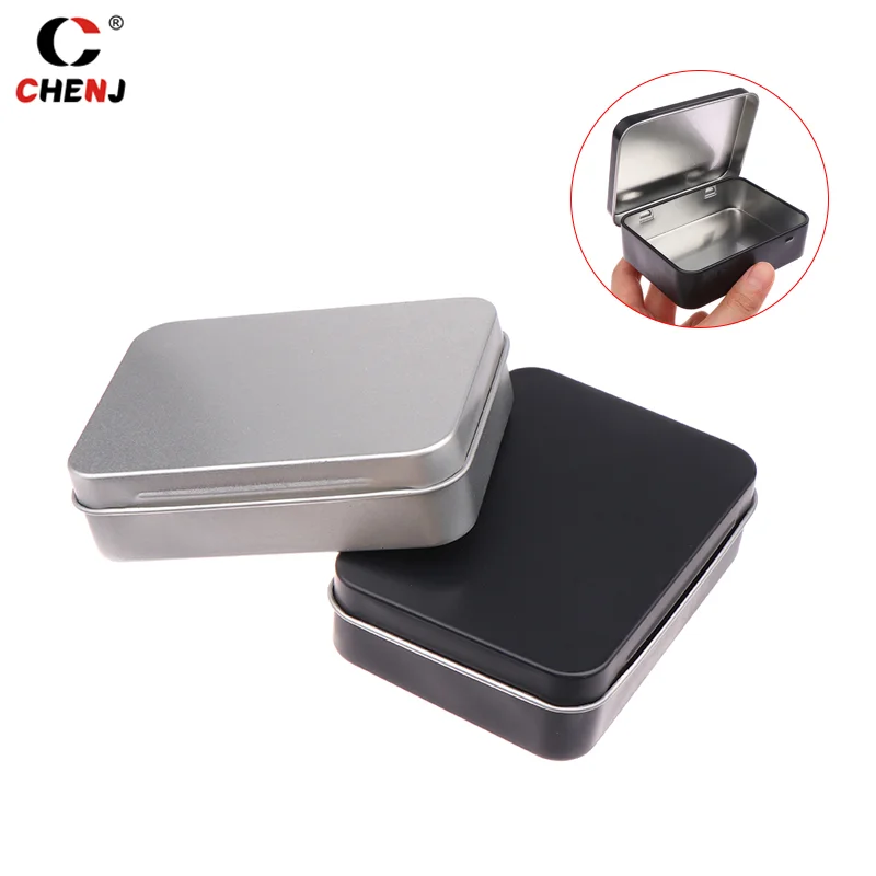 Black/Silver Frosted Household Iron Storage Box Metal Box Tin Plated Container Empty Hinged Lid Small Empty Storage Box