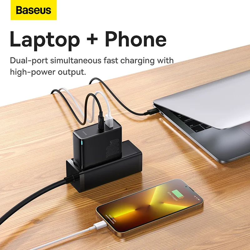 Baseus PD 100W USB 충전기 GaN 5 Pro 유형 C 충전기 빠른 충전 4.0 QC 3.0 빠른 아이폰 Xiaomi Poco Macbook 노트북