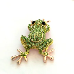 Rhinestone Frog Brooches for Women Luxury Green Crystal Frog Pins Unisex Vivid Animal Alloy Brooch Dress Coat Fashion Jewelry