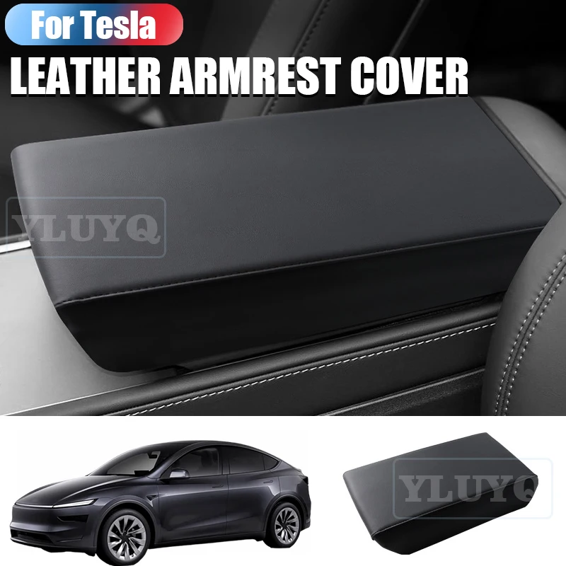 

For Tesla Model Y Model 3 2017-2023 Armrest protection cover Leather ABS cover Highland Juniper Car interior accessories