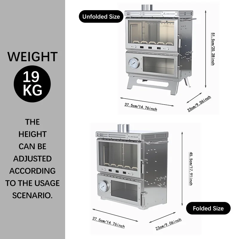 Factory Customization Stainless Steel Outdoor Wood Stove with Oven for Survival Cooking and Heating with Hot Tent Firewood Fuel