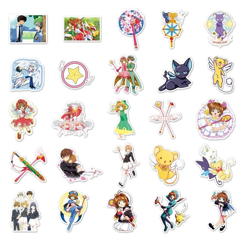 50pcs Card Captor Sakura Anime Cartoon Graffiti Girl Water Cup Notebook Luggage Desktop Stationery Skateboard Decoration Sticker