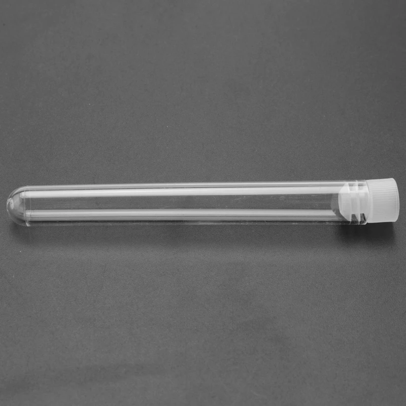 300Pcs 12X100mm Transparent Laboratory Clear Plastic Test Tubes Vials With Push Caps School Lab Supplies