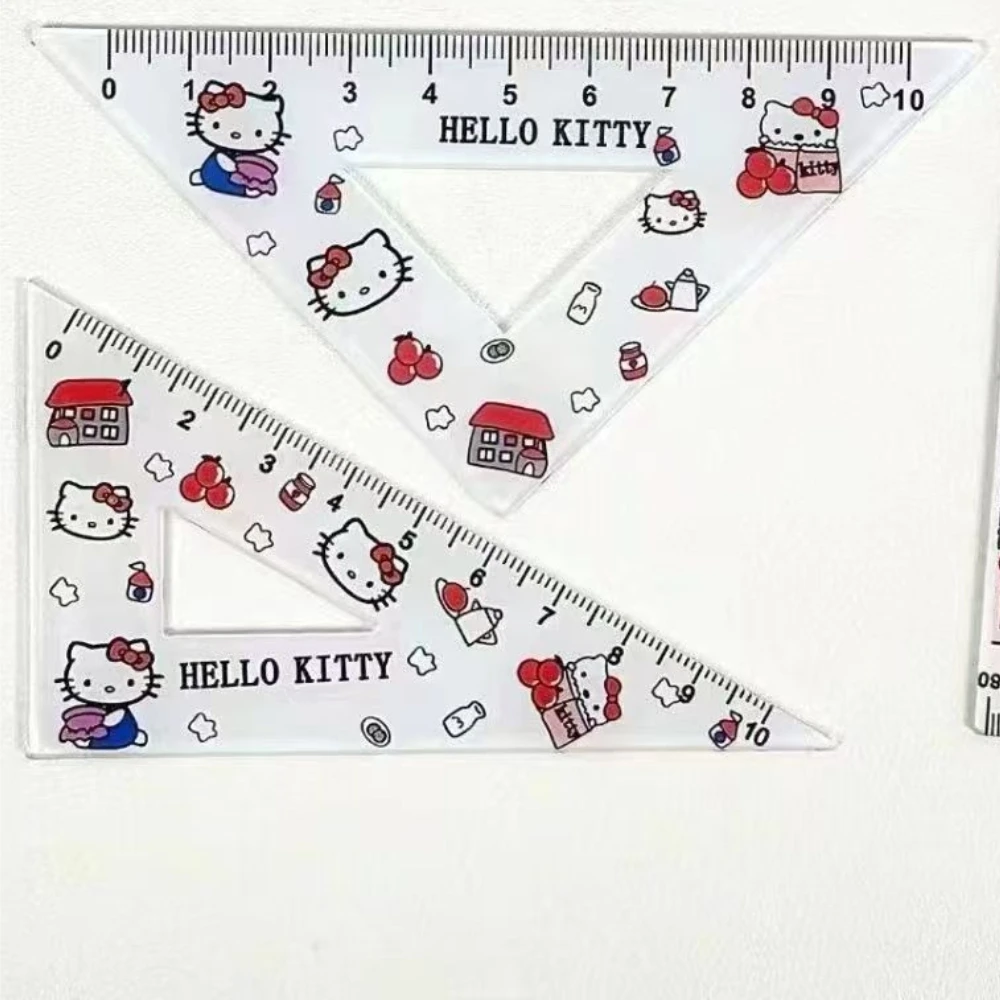 Hot Sale Student Party High-value Xiaoxin Pacha Dog KT Cat Scale Ruler Triangle Ruler Protractor Acrylic Ruler Four-piece Set