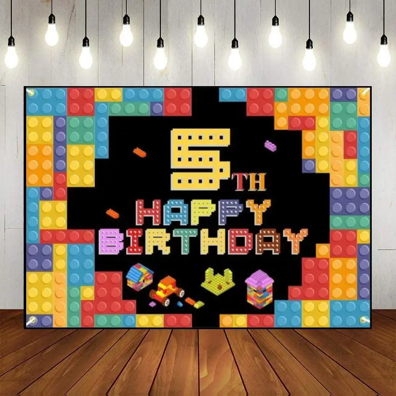 Fondo de feliz 5 ° cumpleaños, soporte para pastel, juego Smash, accesorios de fotografía dorados para recién nacidos, telón de fondo rojo, pancarta, decoración para habitación de bebé