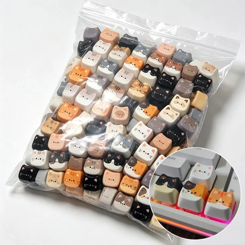 Cute Cat Dog Keycaps DIY Personalized Creative Meow Head PBT Keycap for Mechanical Keyboard Anxiety Relief Keycap Gifts