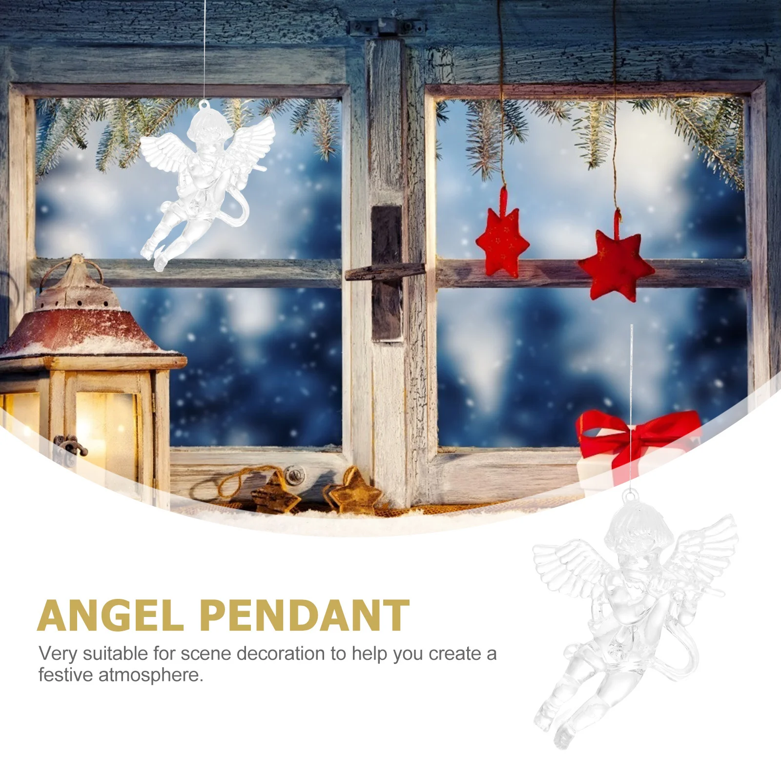 

12Pcs Clear Angel Christmas Ornaments Beautiful Art Crafts for Tree Home Store Hotel Restaurant Decor Angel Pendant