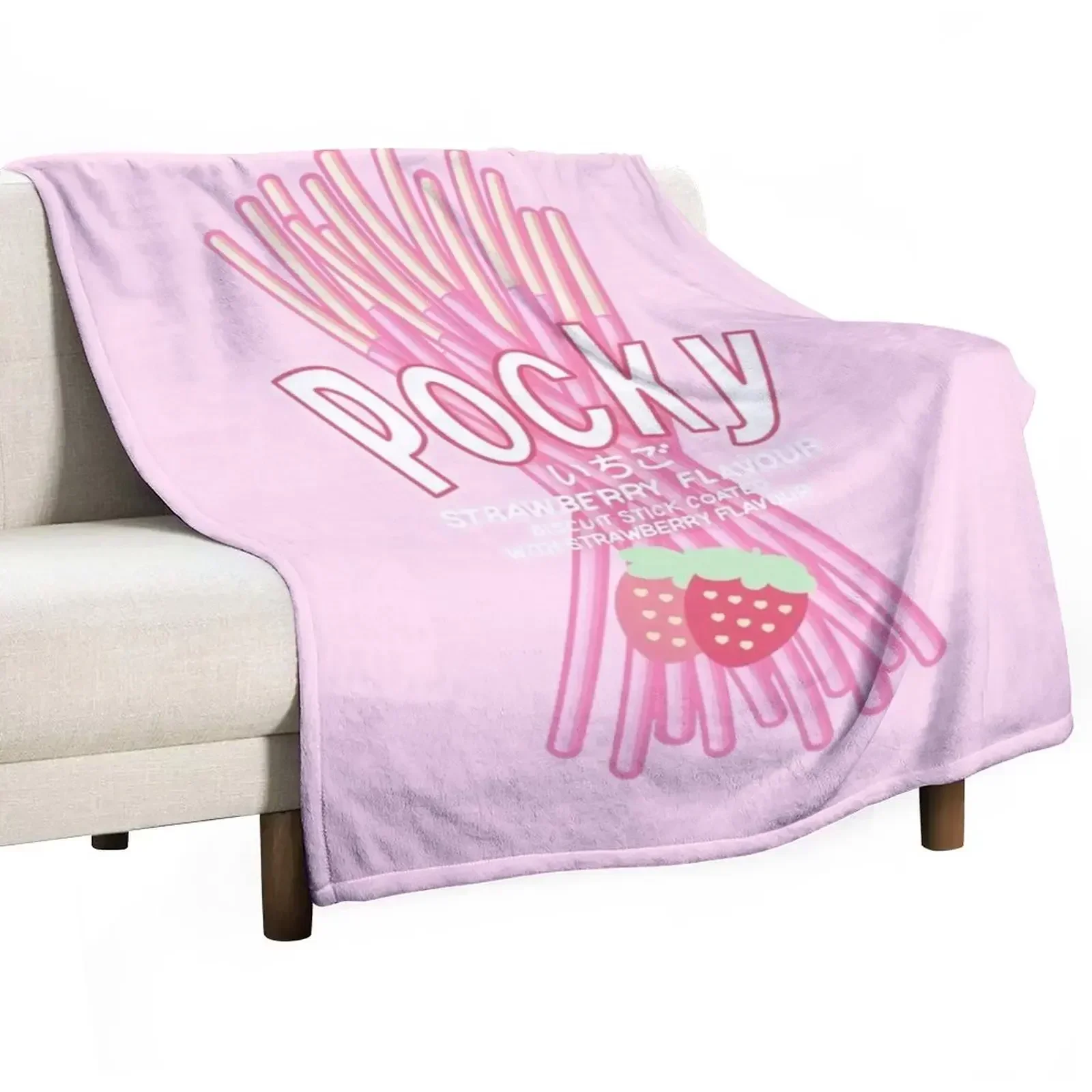 

New Strawberry Japanese pocky sweet Throw Blanket valentine gift ideas blankets ands Thermal anime Blankets