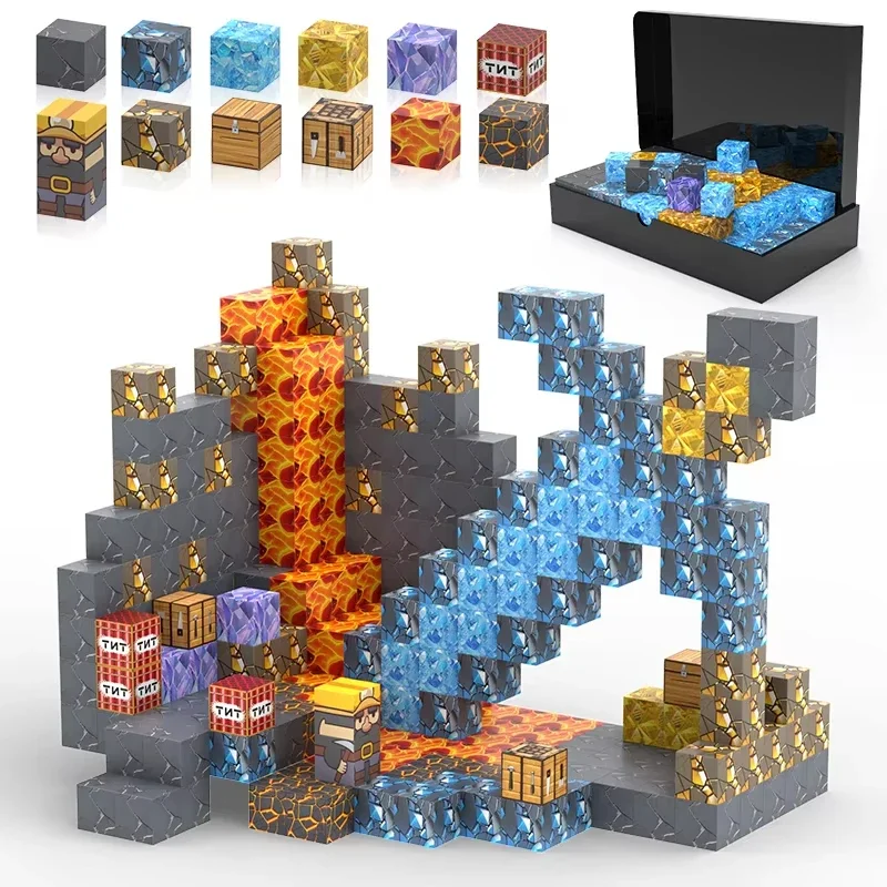 DIY Creative Magnetic Building Blocks 143PCS Magnet Cube Set for Boys STEM Puzzle Education Sensory Toys Christmas Holiday Gifts