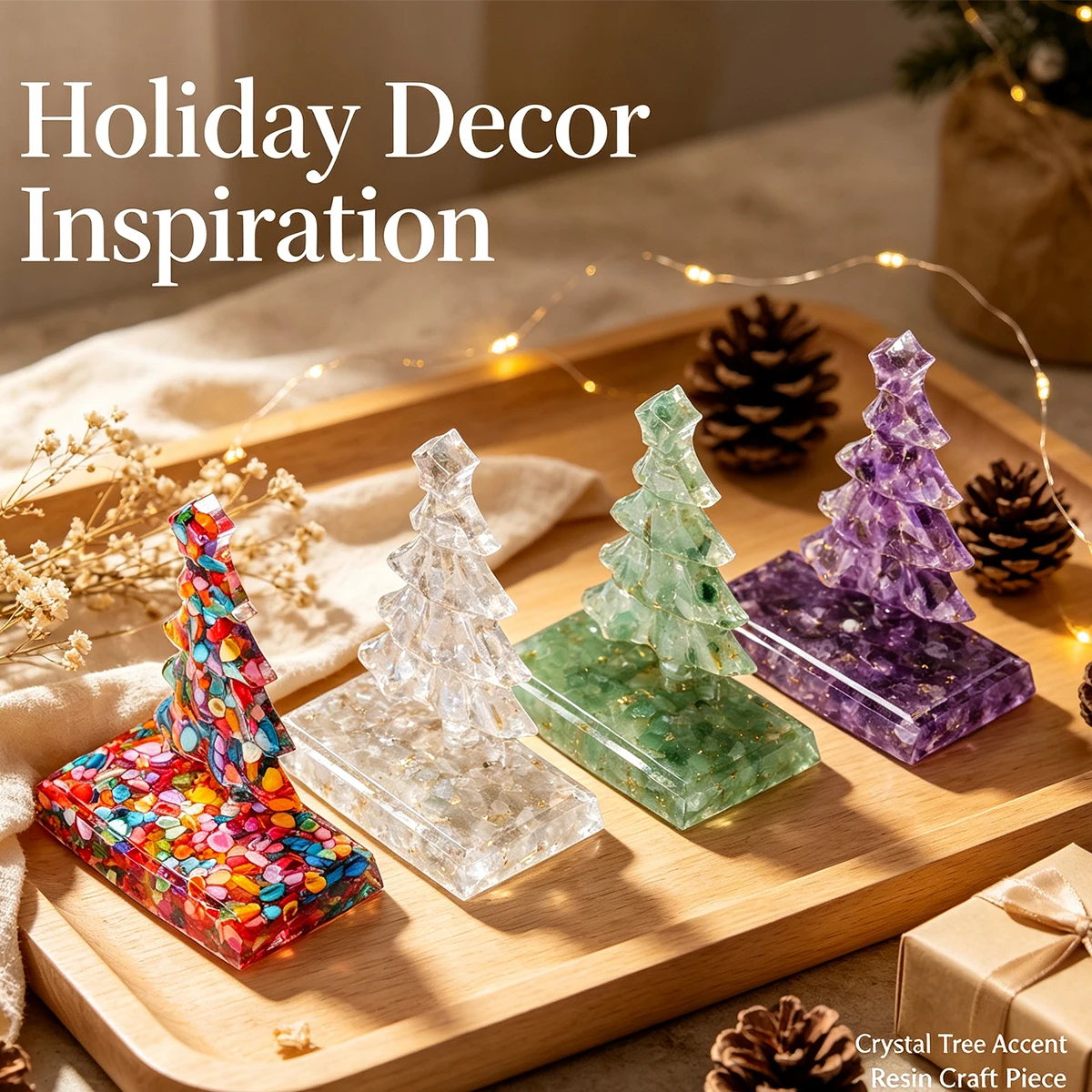 1pc Natural Crystal Christmas Tree Lucky Tree Colorful Crystal Crushed Stone Dropping Glue Christmas Day Decoration Gifts Decor